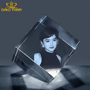 DT-R259 K9 foto cubetti di cristallo con base rotante personalizzato 3D cristallo foto taglio angolo cubo cornice personalizzato regalo - Product Image 3