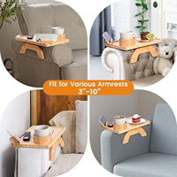 Plateau pliable pour accoudoir de canapé avec support de téléphone rotatif à 360°, en bambou, pour accoudoir de canapé