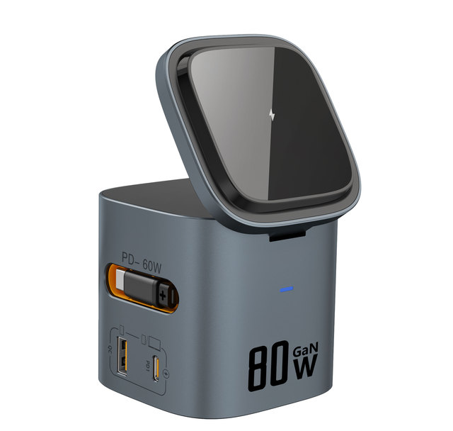 GaN 80W Fast Desk Charger PD QC3.0 Multi Port Power Adapter Eco Friendly OCP Protection for Laptop Mobile Phone