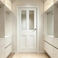 Portes intérieures de maison en bois massif blanc avec verre dépoli transparent