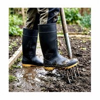 Bottes de pluie en PVC noires style italien respirantes légères pour l'été et l'automne, chaussures de travail sans embout en acier