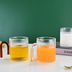 Vasos de Vidrio de Borosilicato Ecológicos al por Mayor para el Consumo Diario de Jugos y Café <span class=keywords><strong>con</strong></span> Diseño de Asa Colorida - Product Image 3