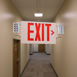 Señal de Salida de Emergencia LED D0100H53JIJ de Dos Cabezas, Roja, con Batería de Respaldo de 3 Horas, Luz Comercial, Material de PC, Garantía de 5 Años - Product Image 2