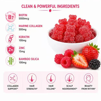 Complément alimentaire quotidien pour la beauté, les cheveux et les ongles, à base de biotine, de collagène marin, de kératine, de zinc, de bambou et de silice, en forme de gommes pour cheveux OEM.