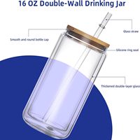 Vente flash : Tasse à bière en verre à double paroi personnalisée de style américain, 12/16/20 oz, sublimation, globe à neige, réutilisable, grande capacité