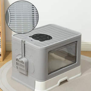 Vente en gros de litière pour chat pliable de type tiroir, entièrement fermée, avec <span class=keywords><strong>double</strong></span> porte, anti-éclaboussures - Product Image 3