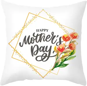 Alta qualidade personalização Serapilheira Branco Laranja Sofá Travesseiro Capa Feliz Dia das Mães Grama Flores Throw Pillow Covers