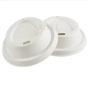 Customized Eco-friendly Compostable Molded Bagasse Pulp Coffee Cup Dome Lid