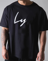 T-shirts personnalisés surdimensionnés en coton 100% tricoté et imprimé pour hommes, vêtements de sport et de fitness avec logo sur le devant