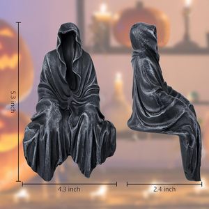 Decoración gótica de mesa de resina, estatua sentada, estatua de resina, decoración gótica, se adapta a un estante resistente y tiene un aspecto místico genial de 5,1 pulgadas - Product Image 2