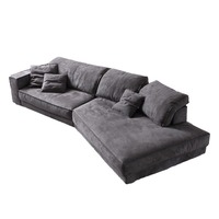 Canapé trois places minimaliste Budapest en forme d'arc, tissu finition mate, amovible et lavable, style villa Wabi-Sabi pour salon