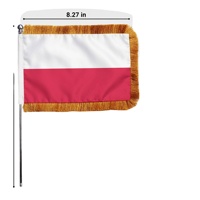 Drapeau de table de Pologne avec base en plastique argenté, personnalisé en polyester à franges, pour réunions B2B, vente en gros, direct usine