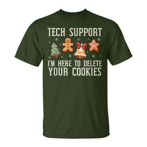 Tech Support Christmas Cookies T-shirt pour homme, cadeau amusant pour les fêtes - Product Image 1