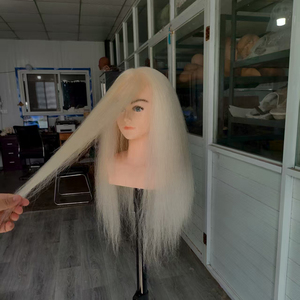 <span class=keywords><strong>Tête</strong></span> de poupée de Mannequin d'entraînement féminin en cheveux de chèvre longs <span class=keywords><strong>et</strong></span> droits pour Salon d'école de beauté pour pratique <span class=keywords><strong>coiffure</strong></span> coupe tressage - Product Image 4