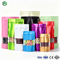 Sachets Doypack en PE couleur personnalisée, refermables avec fermeture éclair, imprimés en héliogravure, avec fenêtre, pour l'emballage de produits à base de chanvre, d'aliments et de bonbons