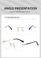 Gafas de Diseñador de Marca, Modernas y de Lujo para Hombre, Montura Metálica sin Aro, Lentes Ópticas, Logotipo Personalizado para Empresas