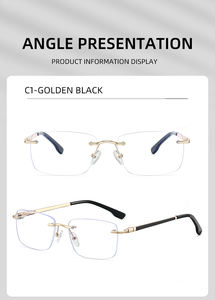 Lunettes de vue sans monture en métal pour hommes, de marque, tendance, de luxe, avec logo personnalisé pour entreprises - Product Image 4