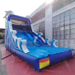 Outdoor party bouncy castle commercial tobogan hinchable inflatable blue dolphin mega slide - Product Image 1