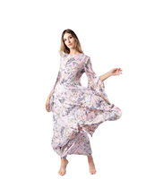 2025 nouveau Miyake modeste robe de soirée femmes élégant imprimé fleuri Abaya haute qualité longue robe musulmane islamique formelle à la mode