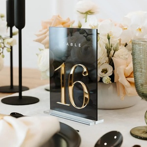 New Đen Acrylic bảng đám cưới số với 3D vàng gương trang trí nội thất nơi thẻ cho tiệc tiếp tân trang trí - Product Image 2