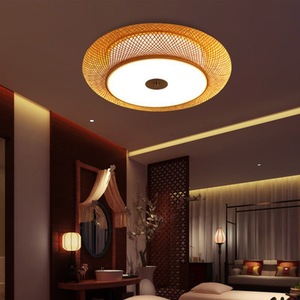 Bamboo Pendant <b>Light</b> Round Led Ceiling Lamp For Home <b>Dining</b> Bedroom Tea Room Yoga Studio Living Room 10-15 Sqm - Product Image 3
