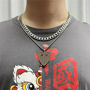 Pendentif bouclier en acier inoxydable pour hommes, collier géométrique, style rétro punk 12069 - Product Image 3