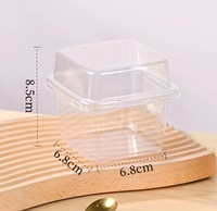 Gobelet carré transparent en plastique de 8 oz, petit gobelet à dessert pour mousse, boîte d'emballage pour gâteau, brûlée, pudding, lait, nourriture, gobelet en plastique PP avec couvercle