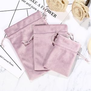 Custom Print Drawstring Cosmetic Makeup <b>Gift</b> Jewelry Necklace Package Velvet Fabric <b>Bags</b> <b>Luxury</b> Pouch With Draw String - Product Image 3