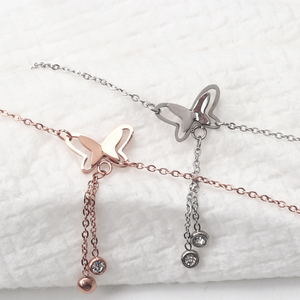 Fantaisie En <span class=keywords><strong>Acier</strong></span> Inoxydable Papillons <span class=keywords><strong>Cheville</strong></span> Minuscule Dame <span class=keywords><strong>Creux</strong></span> Or Rose Papillon <span class=keywords><strong>Cheville</strong></span> Pied Bijoux Avec Cubique Zircone - Product Image 6