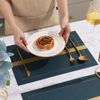 Tapis de Table de sérigraphie réutilisable en cuir PVC carré de haut niveau de Style européen classique isolation thermique vaisselle fruits