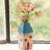 Mini Vase en Céramique Émaillée Colorée pour Fleurs Séchées, Décoration Murale en Forme de Cheminée, Petit Ornement pour Salon et Chambre à Coucher