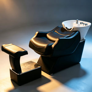 Fauteuil de salon moderne en cuir PU pour <span class=keywords><strong>lavabo</strong></span> en céramique, réglable, avec cadre antirouille |   Salon de coiffure, salon de barbier, commerce - Product Image 2