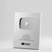 Plaque personnalisée créative pour bouton de lecture YouTube, boucliers métalliques Shopify, trophée à effet miroir pour la reconnaissance des anniversaires d'entreprise