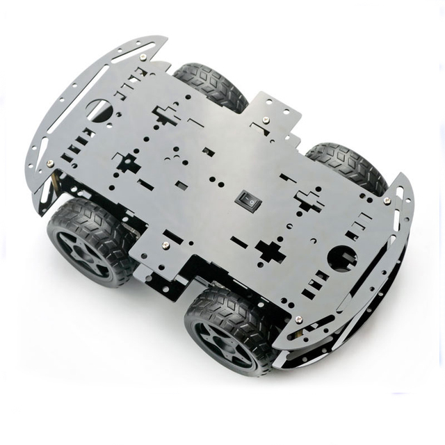 4WD Robot Smart Car Chassis Kits Black Acrylic Chassis Kits for RC Remote Control Robotics Learning Kit Toys DIY Enthusiasts