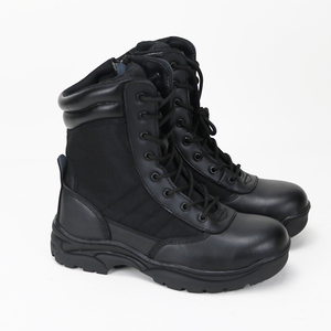 <span class=keywords><strong>Bottes</strong></span> de travail en métal à coupe haute pour homme de travail noir, chaussures de sécurité antidérapantes en cuir véritable - Product Image 3