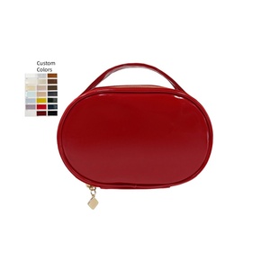 Sac cosmétique en PU avec poignée Sac à main durable à la mode de grande capacité Fermeture à glissière douce et légère Floral pour le quotidien - Product Image 3