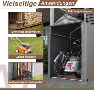 LARFOEK Fahrradgarage 187x100x160cm Geräteschuppen Zelt Carport Winterfest Wasserdicht Rolltor für Fahrräder Gartenwerkzeuge - Product Image 6