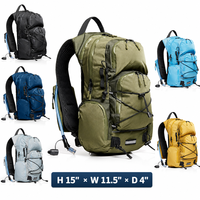 Sac à dos d'hydratation avec poche à eau de 2 L, sac à dos de randonnée de 22 L, porte-bâtons de trekking, panneau dorsal ventilé, ceinture de taille pour femmes