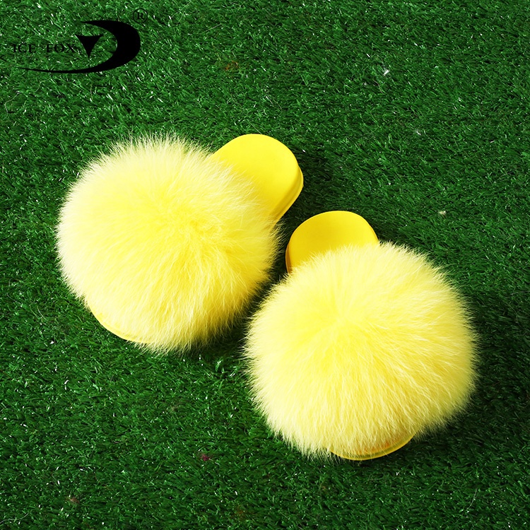 Дешевые прямые продажи с фабрики, оптовая продажа, Нескользящие сандалии радужной расцветки, дизайнерские детские сандалии-слайды из натурального меха на заказ