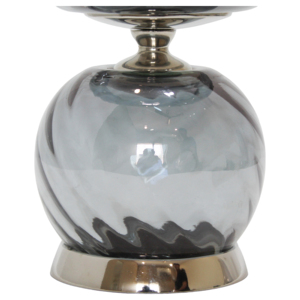 Vaso in vetro con piedistallo testurizzato e dettagli in metallo per l'arredamento del soggiorno, vaso da tavolo moderno - Product Image 3