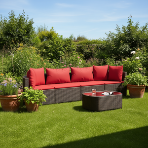 Compact Modular Brown PE Rattan Garden <b>Sofa</b> <b>Set</b> Outdoor Furniture Patio Contemporary Design High-Density Foam Cushions - Product Image 2