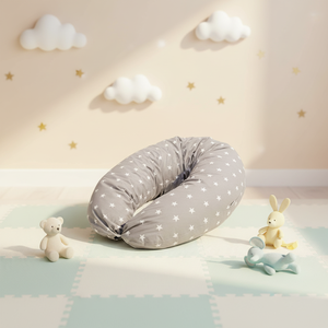 Almohada de Lactancia Multifuncional 100% Algodón Transpirable con Estampado de Estrellas en Forma de U <span class=keywords><strong>para</strong></span> Soporte <span class=keywords><strong>del</strong></span> Bebé y Maternidad - Product Image 1