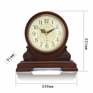 Tabletop Solid Wood <b>Clock</b> Circular Decorative European Style Retro Wooden <b>Silent</b> Movement <b>Clock</b> - Product Image 2