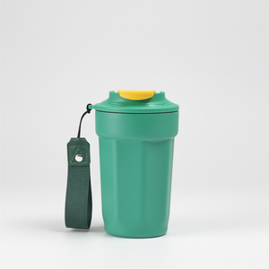 Factory Custom Logo Design Portable Insulated Tumbler Coffee Mug with Wrist Strap Promotional Corporate Gift Travel