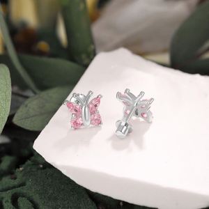 Dylam New Arrival Hypoallergenic Nickel Free 925 Sterling <b>Silver</b> Kid Children Oval 5A CZ Cubic Zirconia Butterfly <b>Stud</b> Earrings - Product Image 4