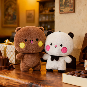 Peluche Kawaii di Orso e <span class=keywords><strong>Panda</strong></span>, Morbidi Pupazzi Animali, Set di Coppia Carino, Cuscini Decorativi per Idee Regalo - Product Image 2