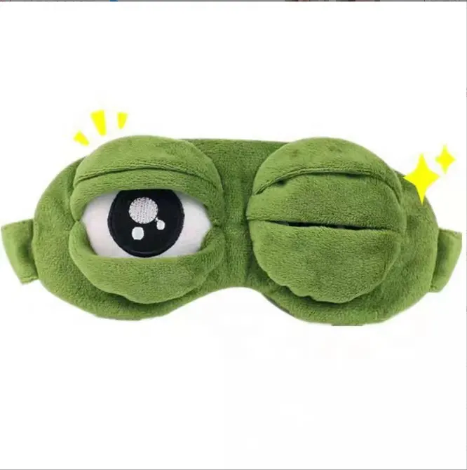 Masque pour les yeux mignon, couverture en peluche, la grenouille triste 3D, masque pour les yeux vert, Relax, repos, voyage, sommeil, Anime, cadeau amusant