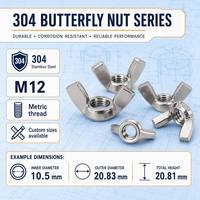 Écrous à oreilles M5 M6 M8 M10 M12 en acier inoxydable 304, à serrage manuel, DIN 315, finition naturelle, vente en gros