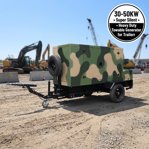 Générateur diesel mobile 30KW 40KW 50KW avec remorque à 4 roues |   Groupe électrogène silencieux avec ATS |   Station d'alimentation portable de l'usine chinoise - Product Image 1