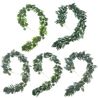 Tanaman Sutra Buatan Bestseller Grosir untuk Dekorasi Pernikahan, Daun Willow, Tanaman Rambat Hijau, Daun Eucalyptus